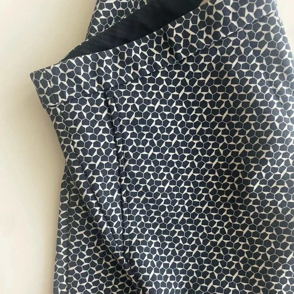 Tory Burch Callie Jacquard Pants Stretch Flat Front Geometric Size 2